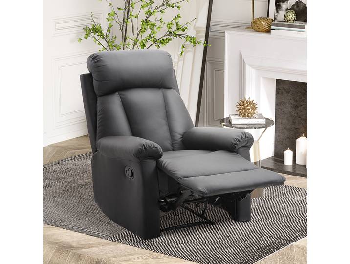 HOMCOM Fauteuil Relax Similicuir Noir Salon Réglable Allongé