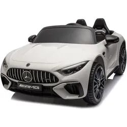 Es-toys Kinderfahrzeug - weiss - Elektro Auto Mercedes SL63 AMG - Lizenziert - MP3 + Ledersitz + EVA