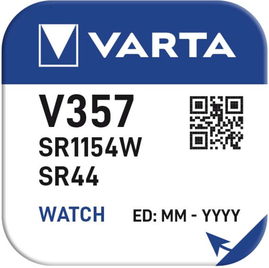 Varta Uhren-Batterie, 1,55V/143mAh/Silberoxid, V 357, Stück 1 (00357101111)