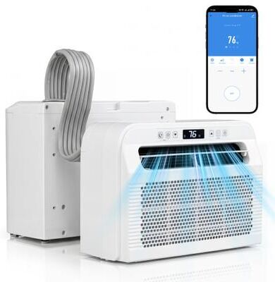 Costway 6500 BTU Window AC Unit with WiFi APP Voice Control 24H Timer and Quiet Operation-White