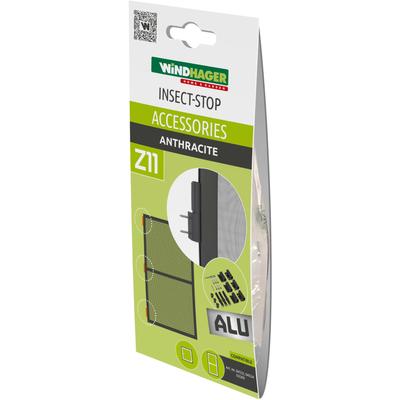 Montagezubehör WINDHAGER "Alu-Scharniere für Insektenschutz-Rahmenfenster und -Türen", grau (schwarz), B:2,1cm H:9cm, Aluminium, Beschläge, Fliegengitterfenster Ersatzteil, erhältlich in weiß oder anthrazit