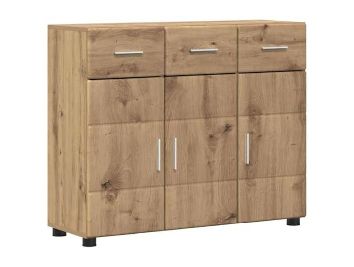 Buffet FLORIN 88,5 x 30,5 x 73 cm Eiche Handwerk Holzwerkerschrank Modern Rechteck Matt Finish Wohnzimmer Büro pflegeleicht