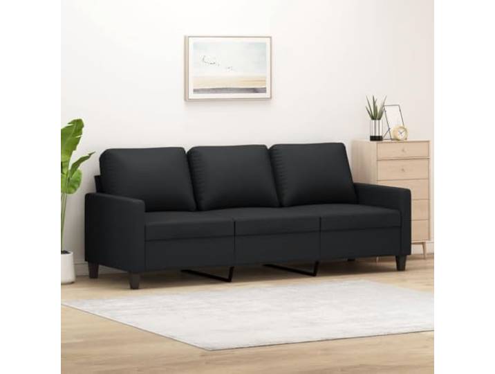 SECOLI Sofa 3 sitzer 3er Couch 3 sitzer Sofa Lounge Couch Sofas & Couches für Wohnzimmer/Schlafzimmer/Büro/Wohnun-Schwarz-Kunstleder-3-Sitzer:180cm