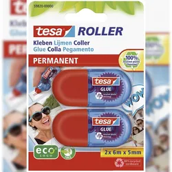 tesa® 59820-00000-00 Kleberoller Mini Einweg - permanent, 6 m x 5 mm, 2er Pack