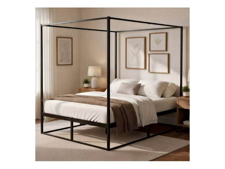 CLP Bett Batoni (1er, 1er), Himmelbett aus Metall, mit Lattenrost