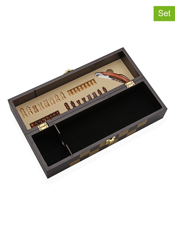 Versa Home 3tlg. Weinaccessoires-Set in Schwarz/ Gold - onesize