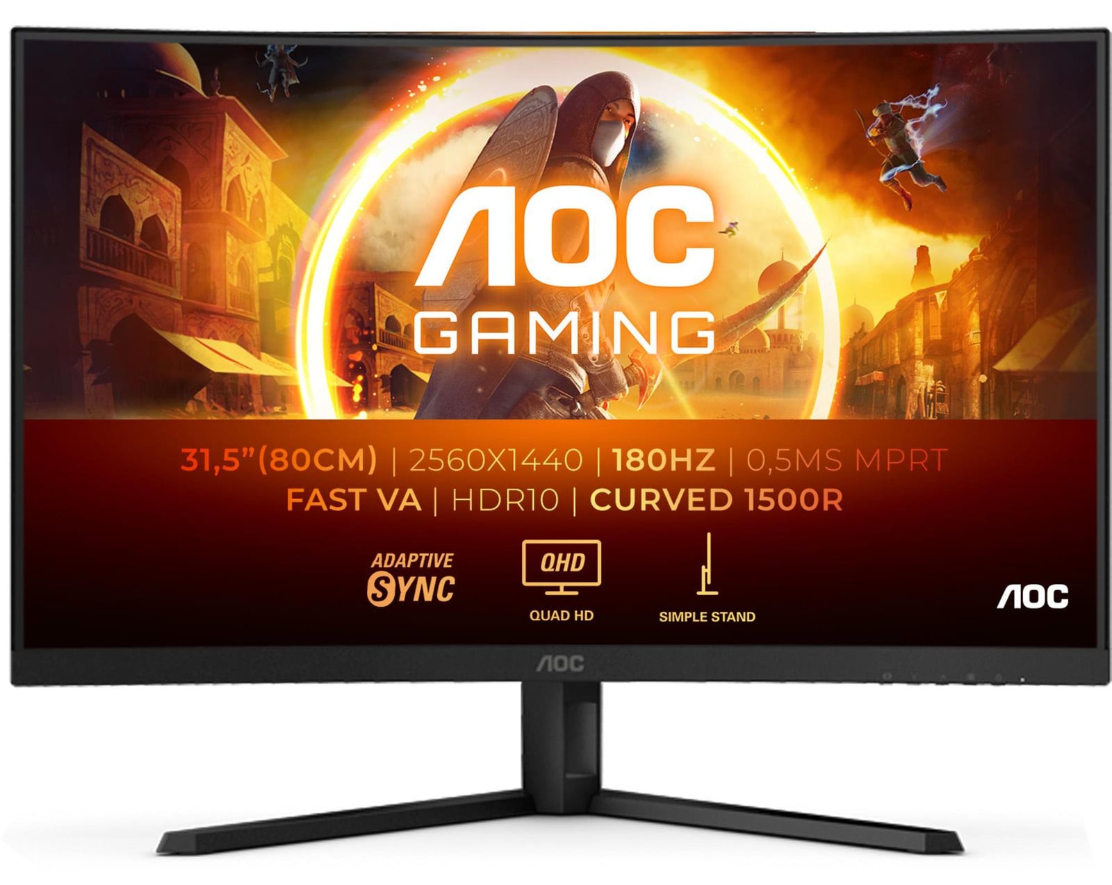 AOC CQ32G4VE Curved Monitor 81,3 cm (31,5 inch) 16:9 Zwart/Grijs
