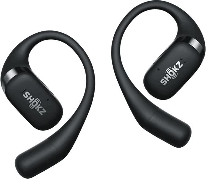 Auriculares True Wireless - Shokz OpenFit 2+, 48h Autonomía, Open-Ear, Resistencia agua IP55, Micrófono con cancelación de ruido, Dolby Audio, Negro