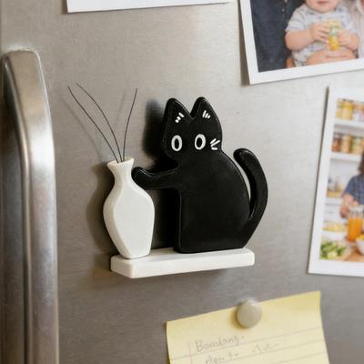 Multisell Products Hub Cute Cat Pushing Vase Decor, Fridge Magnet, Cat Lovers Memorial Box, Whisker Collection Gift For Home Office Cute Cat Pushing Vase Decor, Fridge Magnet, Cat Lovers Memorial Box, Whisker Collection Gift For Home Office