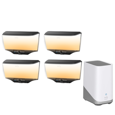 eufy Wall Light Cam S4 (4 pack) + eufy HomeBase™ S380 White