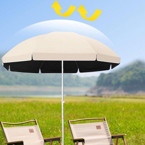 6 Fuß tragbare runde Strandsonnenschirm mit UV-Schutz und 8 Rippen (Kaki 240 cm)
