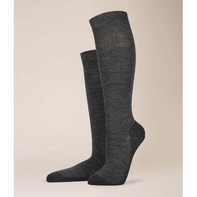 Kniestrümpfe KUNERT "WARM UP", Damen, Gr. 35-38, grau (anthrazitmel), Materialmix, Socken Kniestrümpfe, Wärmende Strick-Kniestrümpfe