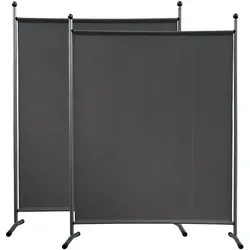 QUICK STAR 2 Stück Paravent 1tlg. 150x190cm Grau