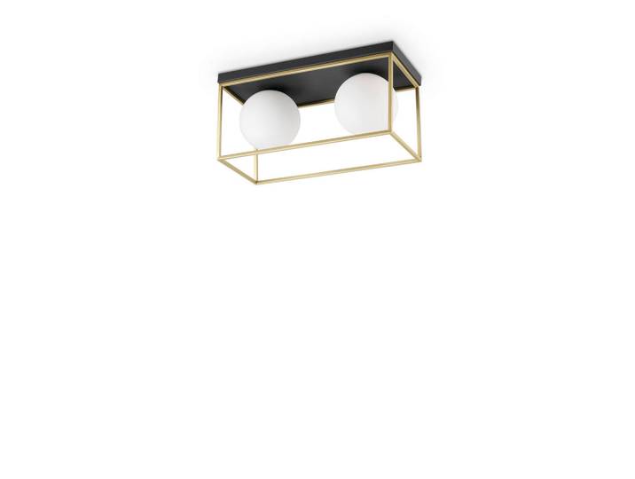 Ideal Lux Deckenleuchte Lingotto, Messingfarben, Metall, Glas, 45.5x21.5x18.5 cm, Lampen & Leuchten, Innenbeleuchtung, Deckenleuchten, Deckenleuchten