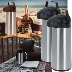 2er-Set 1,9L Edelstahl Isolierkanne mit Pumpsystem – Doppelwandig, 36x18cm, Thermoskanne für heiße & kalte Getränke, langanhaltend