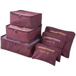 Ein Set Reiseorganizer für Koffer und Kleiderschrank (6 Stk.) – bordeauxrot