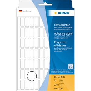 Herma Vielzwecketiketten 2320, weiß, 8 x 20mm, 32 Blatt, 2240 Stück