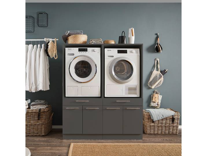 Armoire pour lave-linge B 135cm Noir/Anthracite