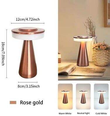 Uplifted Finds LED Wireless Table Lamp Rechargeable Touch Desk Light Restaurant Bar Desktop Mood Lighting rose Gold