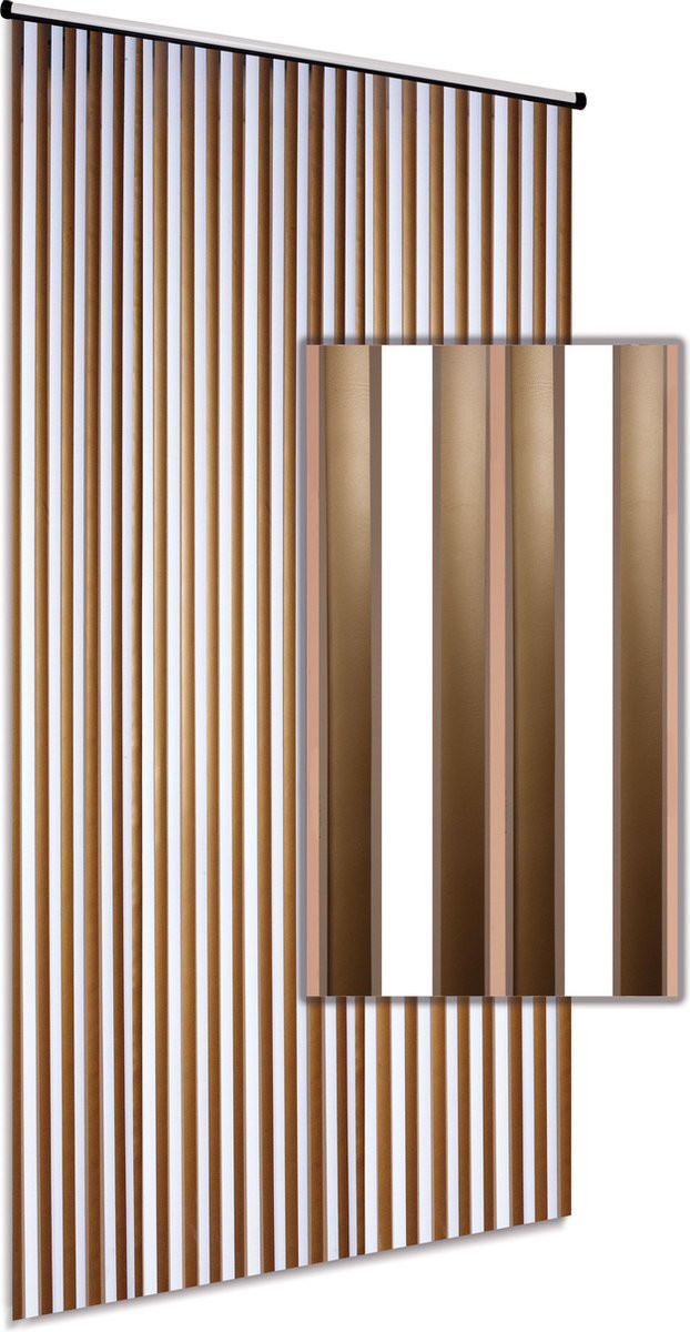 DEGOR Vliegengordijn Linten High Quality - Goud/Wit - B: 90 cm, H: 220 cm