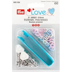Prym Jersey-Druckknöpfe, pastell, Größe: 8 mm Ø, Inhalt: 21 Stück