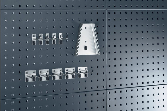 Assortiment de porte-outils 11-pcs. galvanisé p. panneaux perforés 5 crochet/5 d ; Bott (14030064)