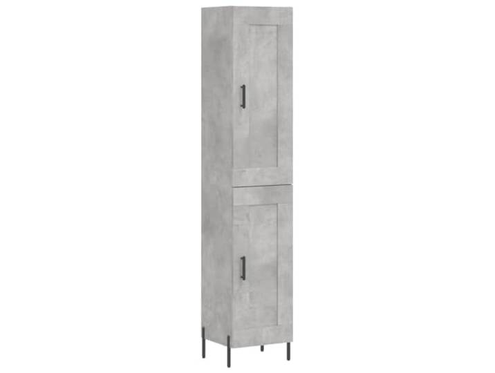 GFMGUEMV Highboard Betongrau 34,5x34x180 cm Holzwerkstoff mit Türen Viel Stauraum, Metallfüße, robuste Konstruktion, glatte Oberfläche, vielseitig einsetzbar