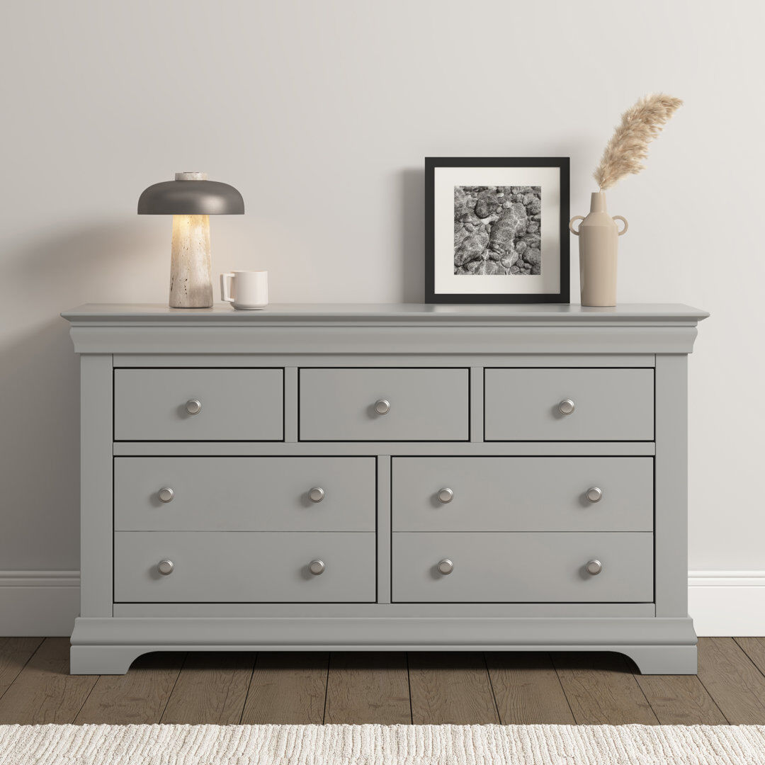 ClassicLiving Adaleya 5 Drawer Chest Grey 78cm H X 139cm W X 43cm D