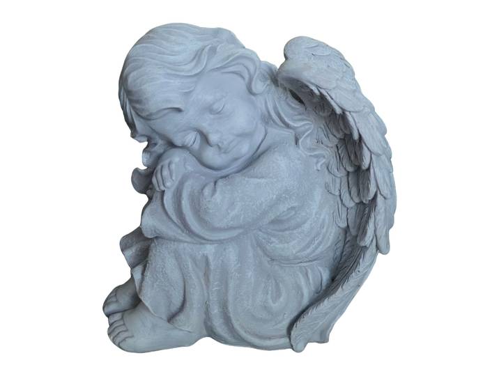 Schlafender Grabengel 24cm Grau