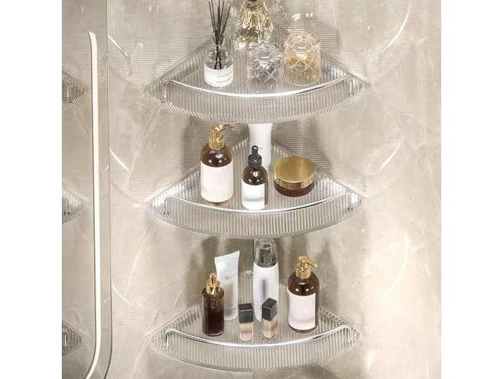 HGYNBCP Eckduschregal mit 2 Etagen – wasserdichtes Aufbewahrungsregal for kleine Räume(Silver 1,3-Layer)