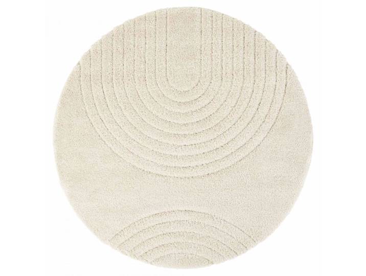 Tapis rond 160 x 160-rond cm, forme ronde, motif rond, ecru, pliable