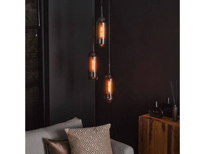 Glazen hanglamp Kamilian, dimbaar, Woon-/ Eetkamer, metaal, hanglamp