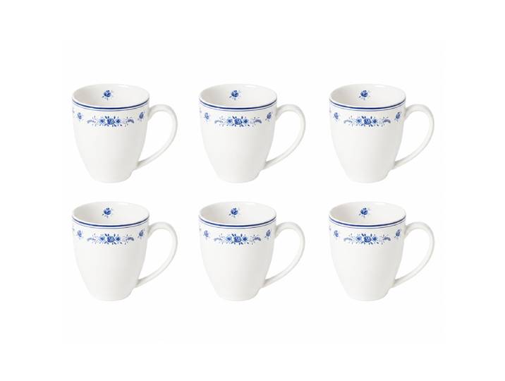 Tasse à café Vila 6 pièces 14 x 11 x 10cm Blanc/Blanc/Bleu