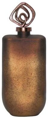 Sagebrook Home Glass Vase with Aluminum Swirl Top Accent Modern Artistic Design