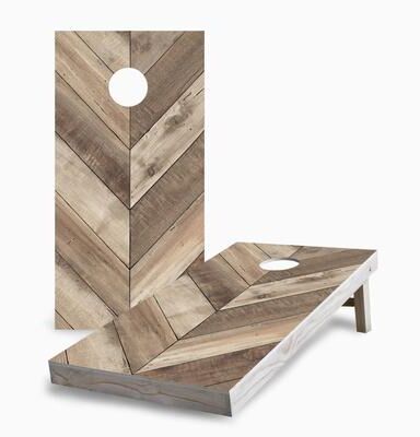 Skip's Garage Diagonal Wood Plank Regulation 2x4 Cornhole Game Set