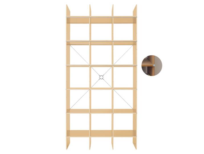 Nils Holger Moormann Regal FNP 3x5 MDF pur, unbehandelt, Designer Axel Kufus, 105.5x223x34 cm