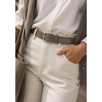 Ledergürtel H.I.S, Damen, Gr. 85, grau (taupe), Rindsleder, unifarben, Basic, Gürtel Ledergürtel, mit H.I.S Blindprägung - NEU bis Gr. 125 verfügbar