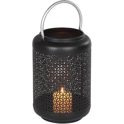 Kerzenlaterne AMBIENTE HAUS "Laterne mit Silber-Griff - (H) 42 cm", schwarz, B:20cm H:42cm T:20cm, Eisen, Kerzenhalter