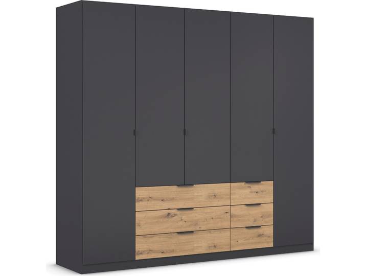 Drehtürenschrank, Holzwerkstoff, Graumetallic/Eiche Artisan, 226×230×54 cm, 5-türig, Landhaus, Rauch