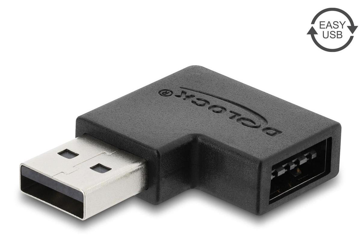 Delock USB 2.0 adapter Type-A naar Easy USB-aansluiting linksom gebogen