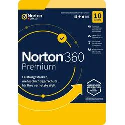 Norton 360 Premium, 75 GB Cloud-Backup, 10 Geräte 1 Jahr KEIN ABO
