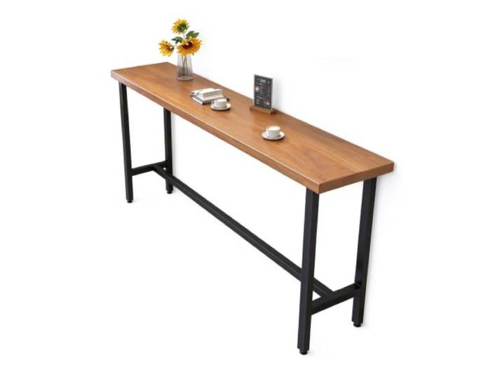 Massivholz Live Edge Bar Tisch,Schmaler Bar Tisch,Schmaler Konsolentisch 78,7-Zoll Pub Tisch für Esszimmer, Counter Bar Tische mit robustem Metallrahmen(Black,100cm/39.4in)