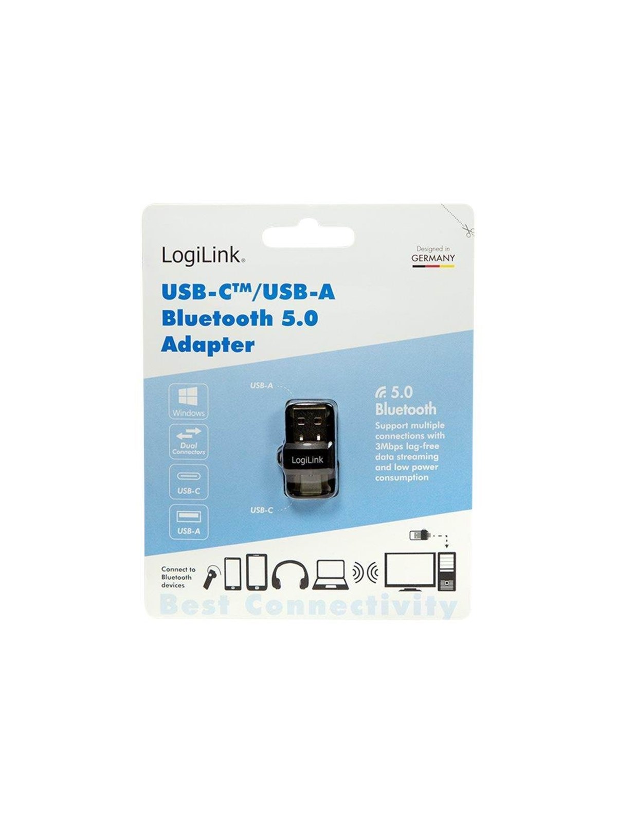 LogiLink Bluetooth 5.0 adapter USB 3.2 USB-A and USB-C (1-Pack)