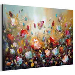 METALLBILD Blumen - Kunst - Natur - Ölgemälde 30x20 cm