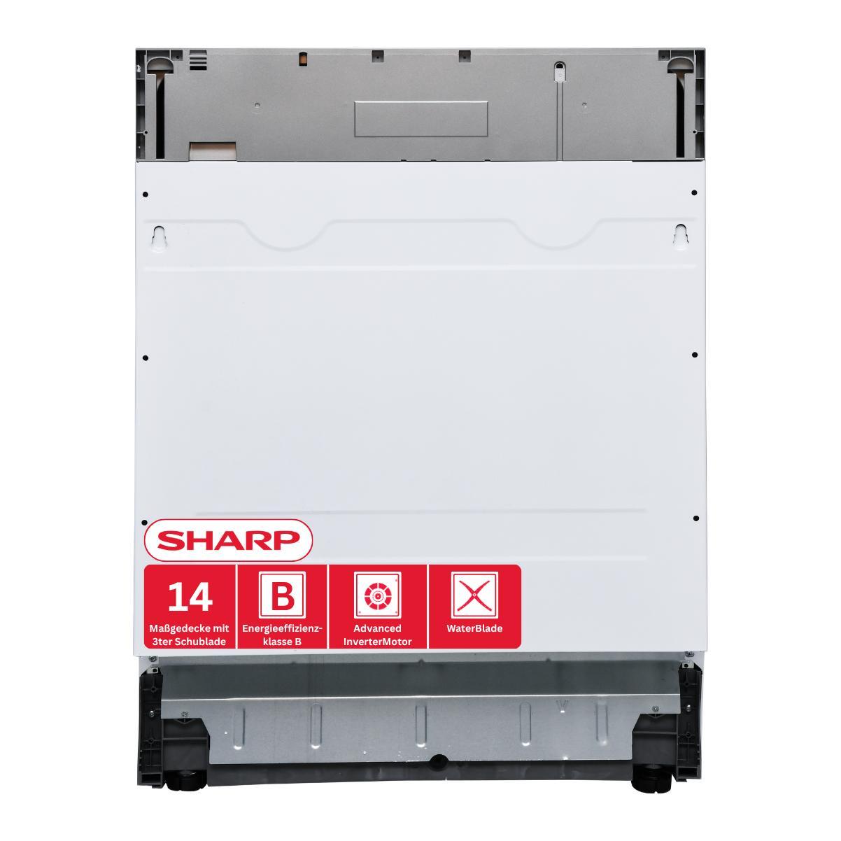 Sharp QW-NI25GI44BS-DE Einbaugeschirrspüler vollintegrierbar, 14 Maßgedecke, 60cm, AutoDoor