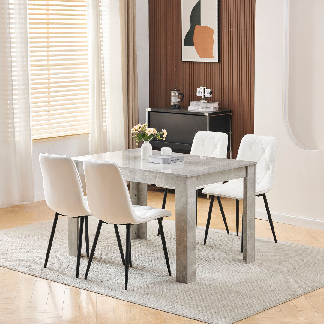 Brayden Studio Dining Set Velvet Diamond White