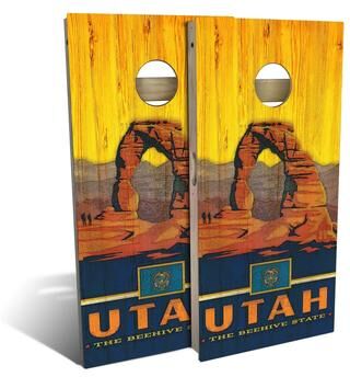 Skip's Garage Utah State Pride Outdoor Cornhole Board Set