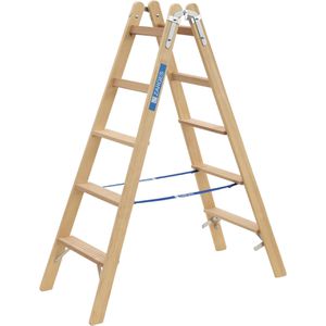 Zarges Stehleiter Cresta B, 40026, beidseitig begehbar, aus Holz, bis 150kg, mit 2 x 5 Stufen