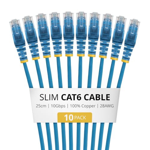 StarTech CAT6 Netwerkkabel, Blauw, 10 stuks, 25 cm, Snagless RJ45 Patchkabel, UTP, 28AWG Pure Koperdraad