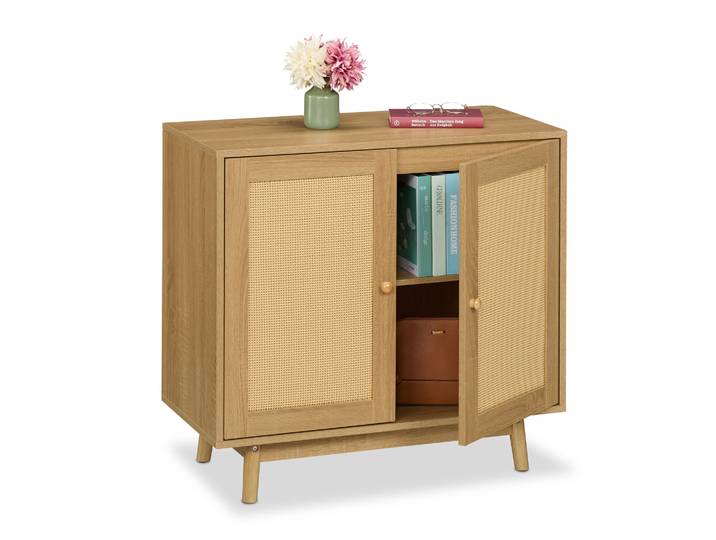 Sideboard Rattan-Design Hellbraun